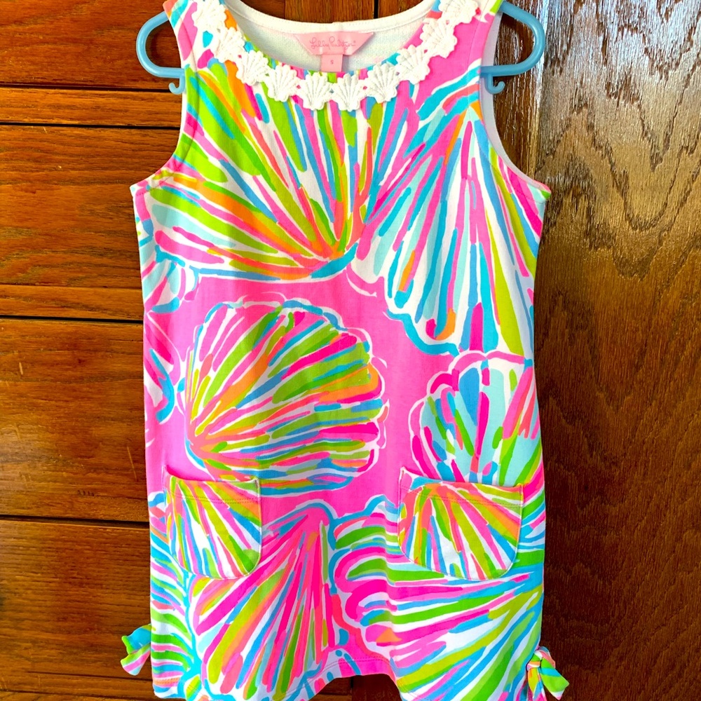 Lilly Pulitzer Pink Sea Shell Shift Dress Girls Small 5-6 excellent